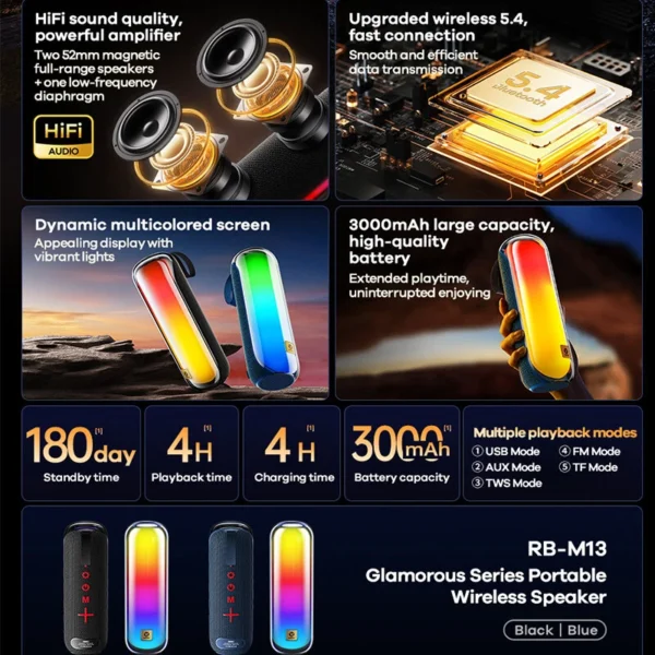 Haut parleur REMAX RB-M13 RGB Bluetouth