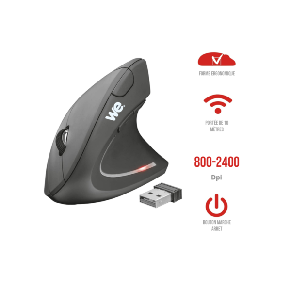 Souris verticale WE sans fil noir