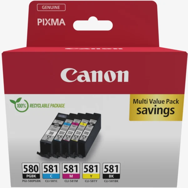 Canon PGI-580 / CLI-581 Pack x 5 jet d'encre authentique
