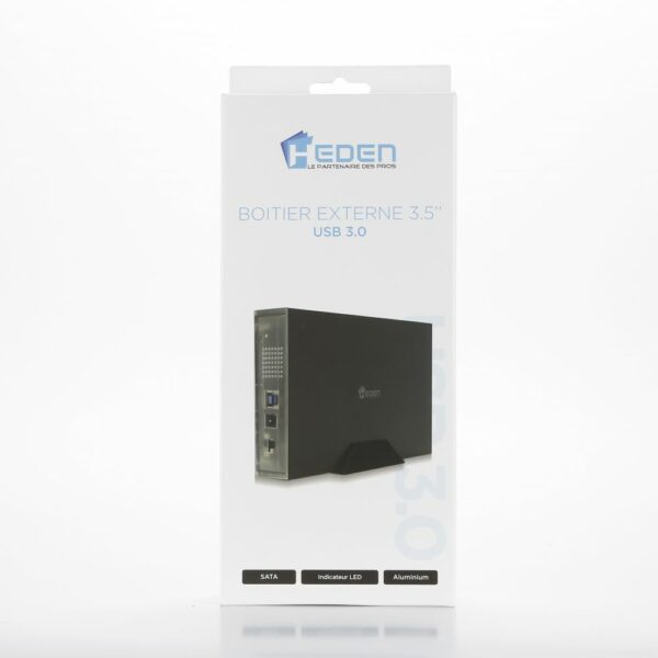 Boitier HEDEN pour HDD/SATA 3.5" jusqu'à 16 To, USB3.0 , boitier en alu, noir