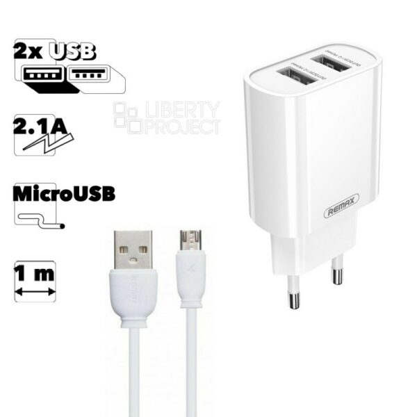 REMAX RP-U35 Pack Chargeur avec Câble USB / Micro USB – Blanc